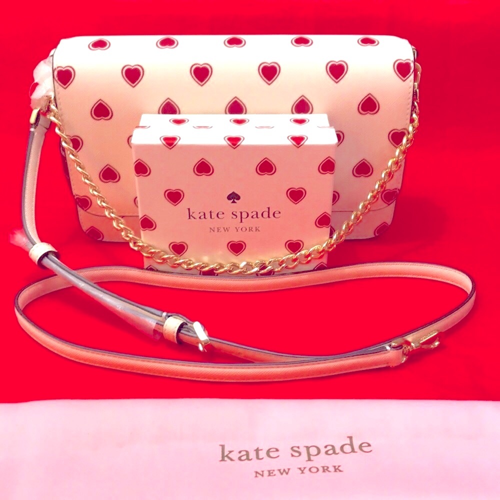 Kate Spade Madison Heartfelt Geo Flap Crossbody & Slim Cardholder BNWT - Picture 2 of 11
